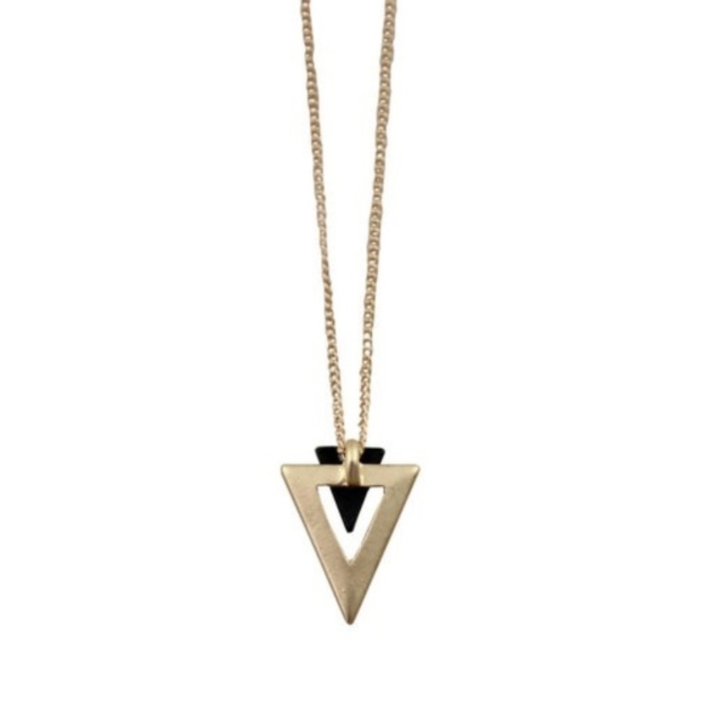 Dainty Black Gold Triangle Pendant Adjustable Chain Necklaces